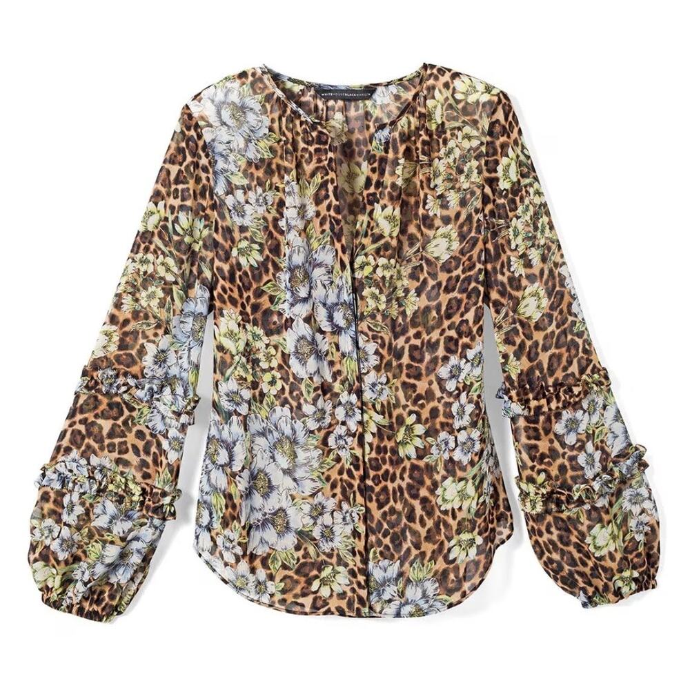 White House Black Market Rosé All Holiday Blouse, Size M